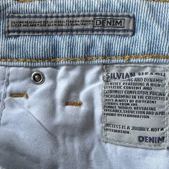 Silvian Heach Made in Italy 100# cotton Blue Flare Wide Leg Jeans Sz 29 - Picture 9 of 10